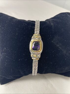 John Medeiros Two-Tone Bracelet with Amethyst Gem